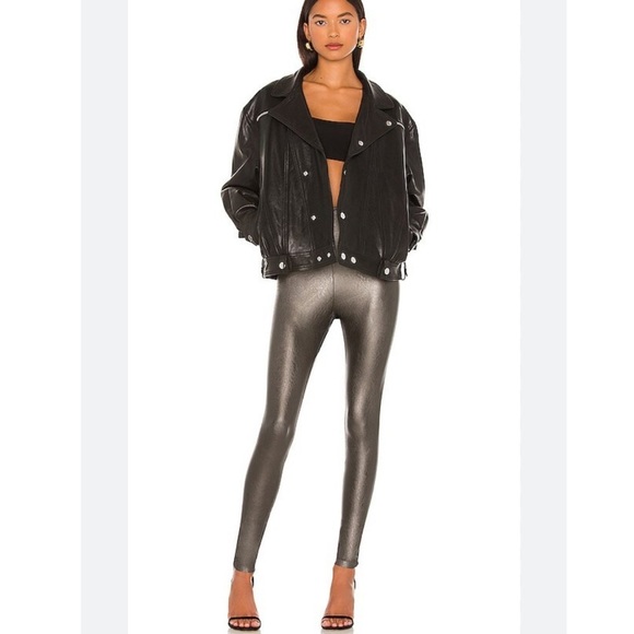 Commando Pewter Metallic Leather Look Leggings Small